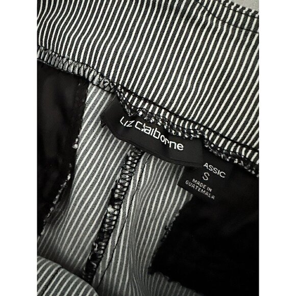 Liz Claiborne Women’s Size Small Black White Stripe Bermuda Shorts Gold Buttons - Picture 5 of 6